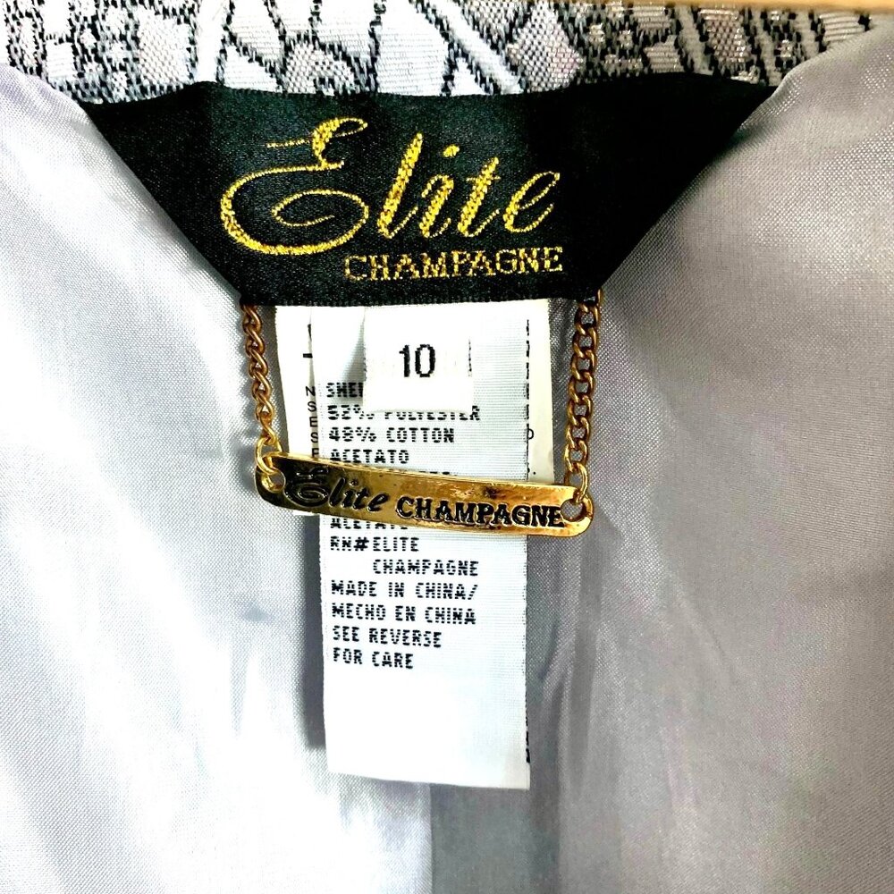 Elite Champagne 2 PC Blazer Shell Silver Brocade Mother of Bride Church Size 10 - Picture 8 of 10